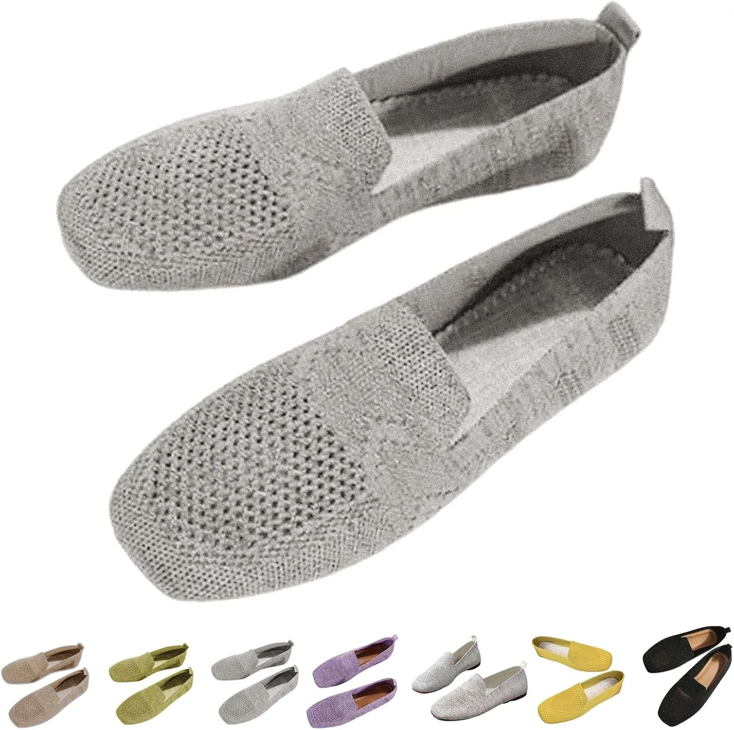 Women Comfortable Arch Support Non-Slip Flat Shoes 2024 Summer Square Breathable Orthopedic Walking Shoes Low Top Casual Slip On Sneaker