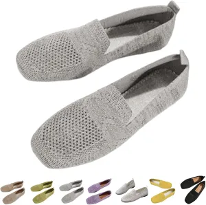Women Comfortable Arch Support Non-Slip Flat Shoes 2024 Summer Square Breathable Orthopedic Walking Shoes Low Top Casual Slip On Sneaker