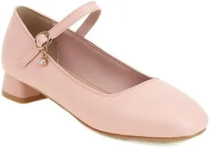 Women Elegant Mary Jane Pumps Square Toe Low Block Heels for Office College