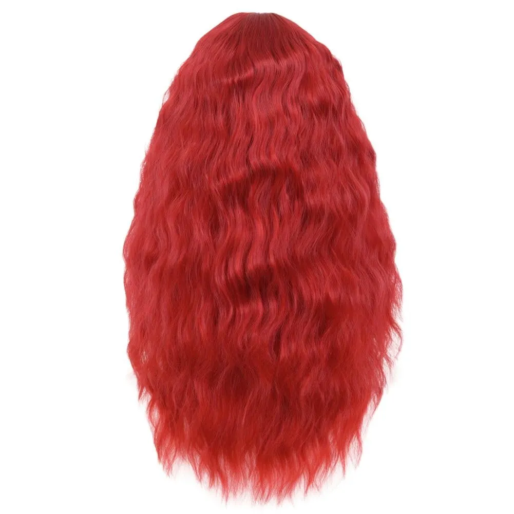 Women Long Red Curly Wavy Wigs with Bangs Natural Looking Wig Heat Resistantant Cosplay Halloween Hair Wigs Daily Use