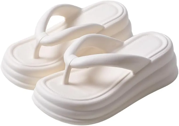 Women Non-Slip Casual Wedges Sandals, Women's Platform Flip Flops, Summer Heeled Slides, Casual Beach Thong Slippers