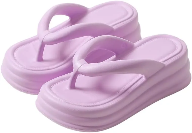 Women Non-Slip Casual Wedges Sandals, Women's Platform Flip Flops, Summer Heeled Slides, Casual Beach Thong Slippers