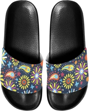 Women Slide Sandals Casual Comfort Lightweight Open Toe Slides Home Outdoor Sandals with Non Slip Sole Marble Pattern
