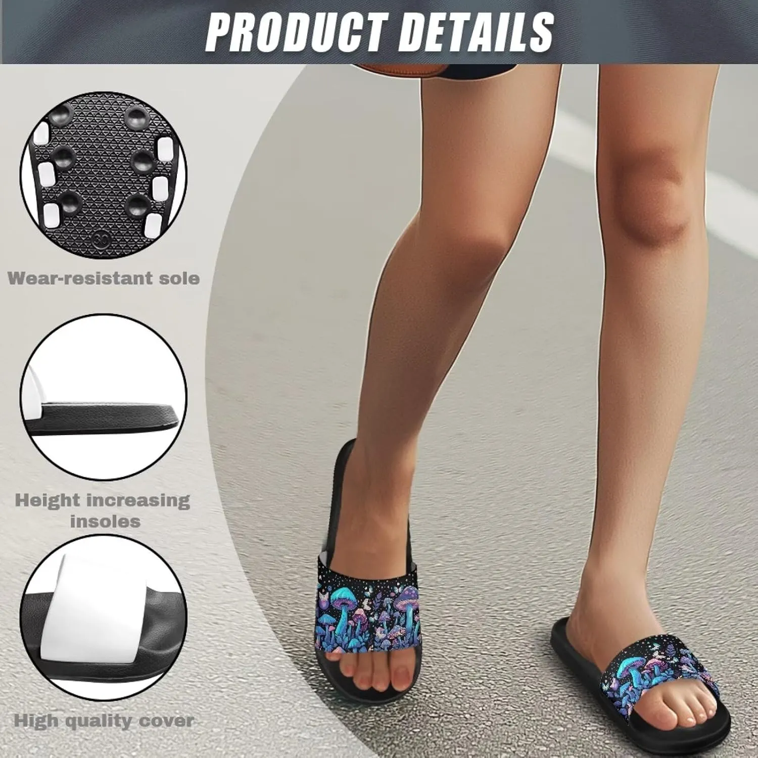 Women Slide Sandals Summer Beach Sandals Soft Lightweight Shower Shoes Casual Non Slip Slide Sandal Shower Shoes