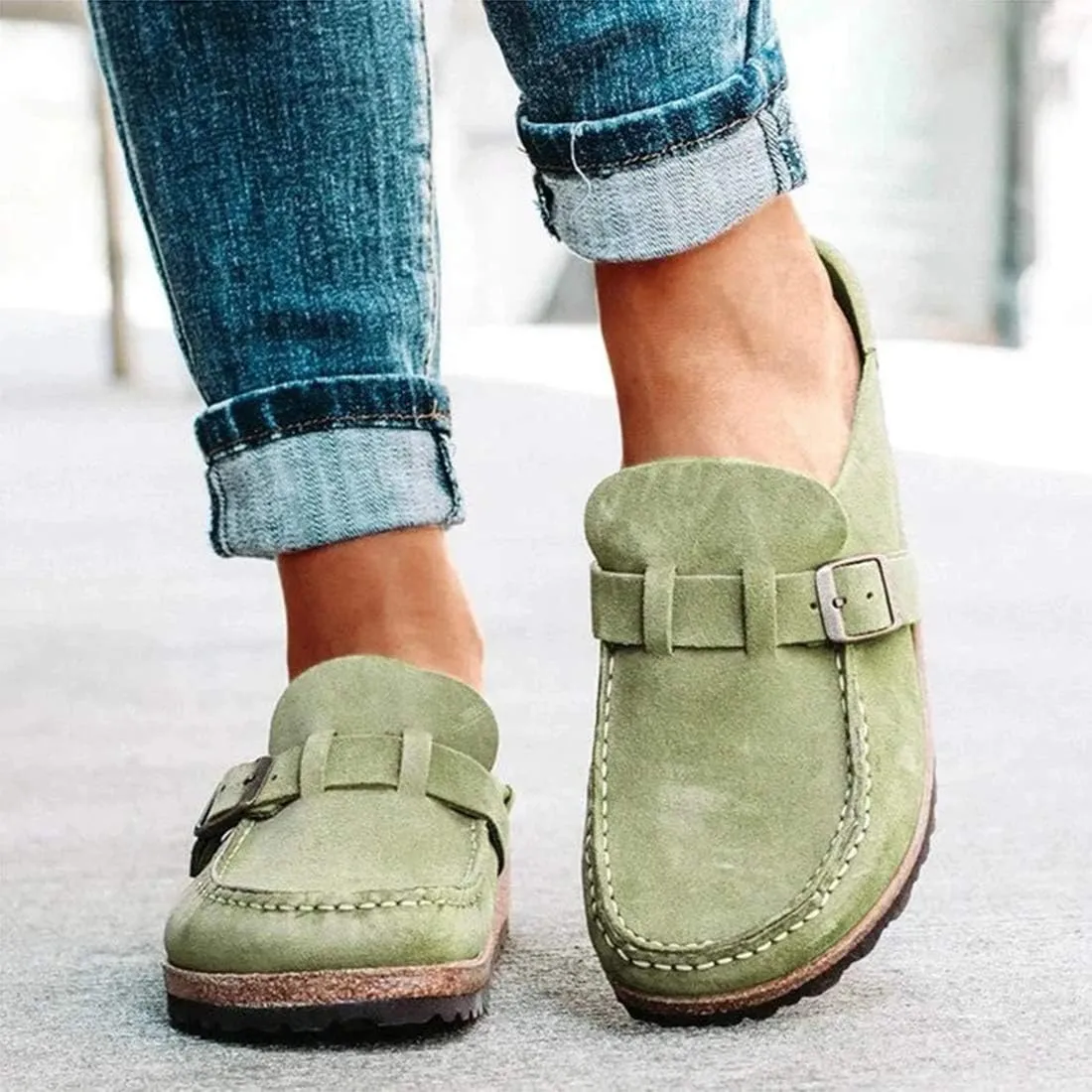 Women Slip On Loafer Flat Shoes Casual Comfy Clogs Suede Slip On Sandals Summer Home Office Shoes Men Slides,4 Purple,43