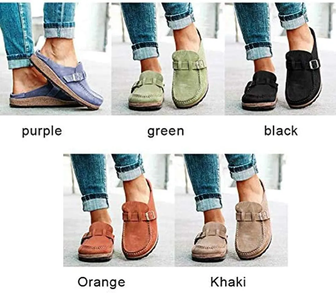 Women Slip On Loafer Flat Shoes Casual Comfy Clogs Suede Slip On Sandals Summer Home Office Shoes Men Slides,4 Purple,43