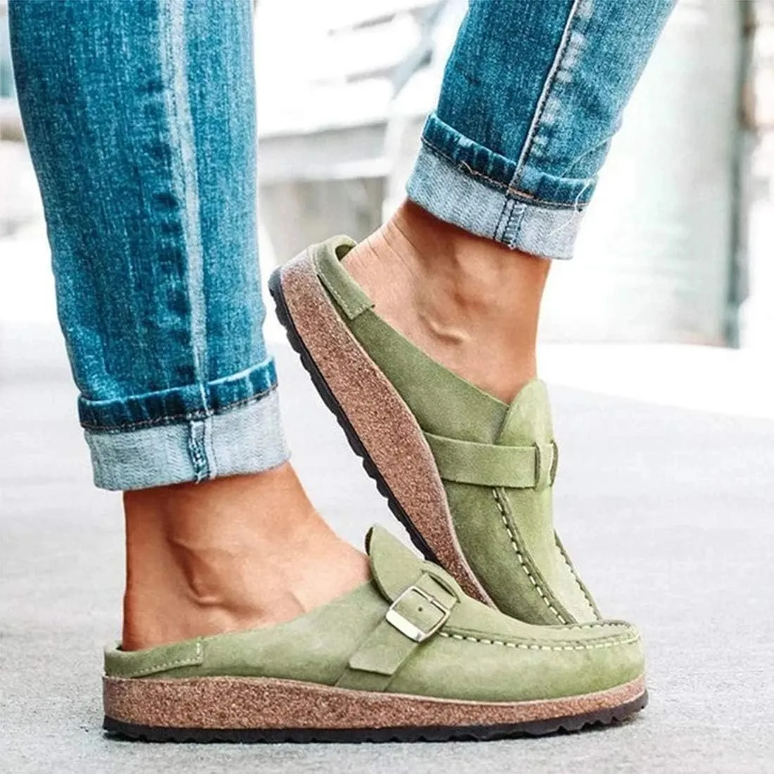 Women Slip On Loafer Flat Shoes Casual Comfy Clogs Suede Slip On Sandals Summer Home Office Shoes Men Slides,4 Purple,43