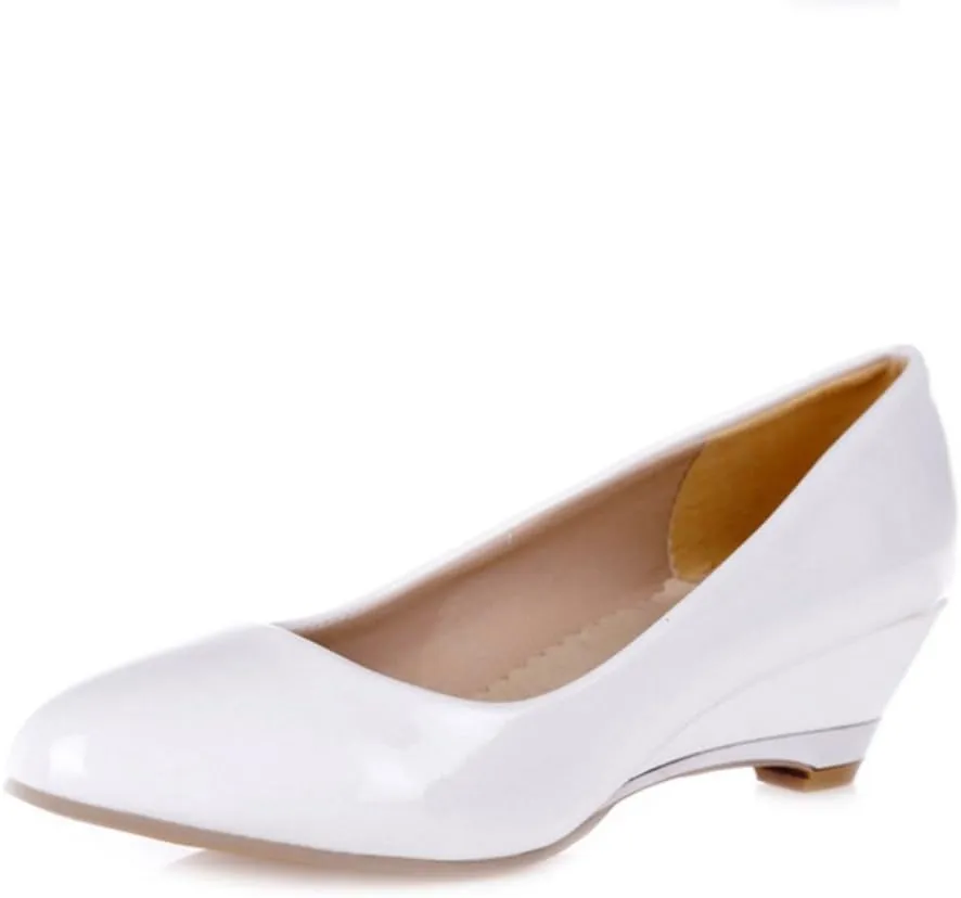 Women Slip-on Pumps Elegant Wedge Heel Dress Shoes