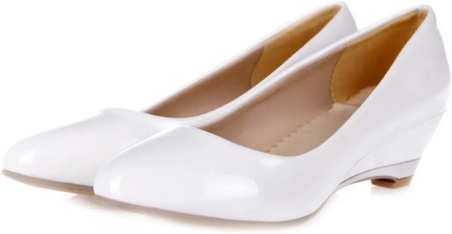Women Slip-on Pumps Elegant Wedge Heel Dress Shoes