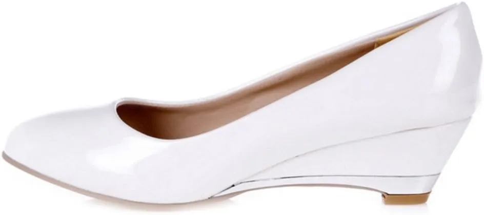 Women Slip-on Pumps Elegant Wedge Heel Dress Shoes