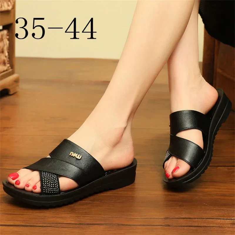 Women Summer Casual Slides Comfortable Flat Slippers