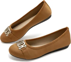 Women's Ballet Shoes Comfortable Slip on Round Toe Flat Casual Shoes for Walking, Driving, Dressy