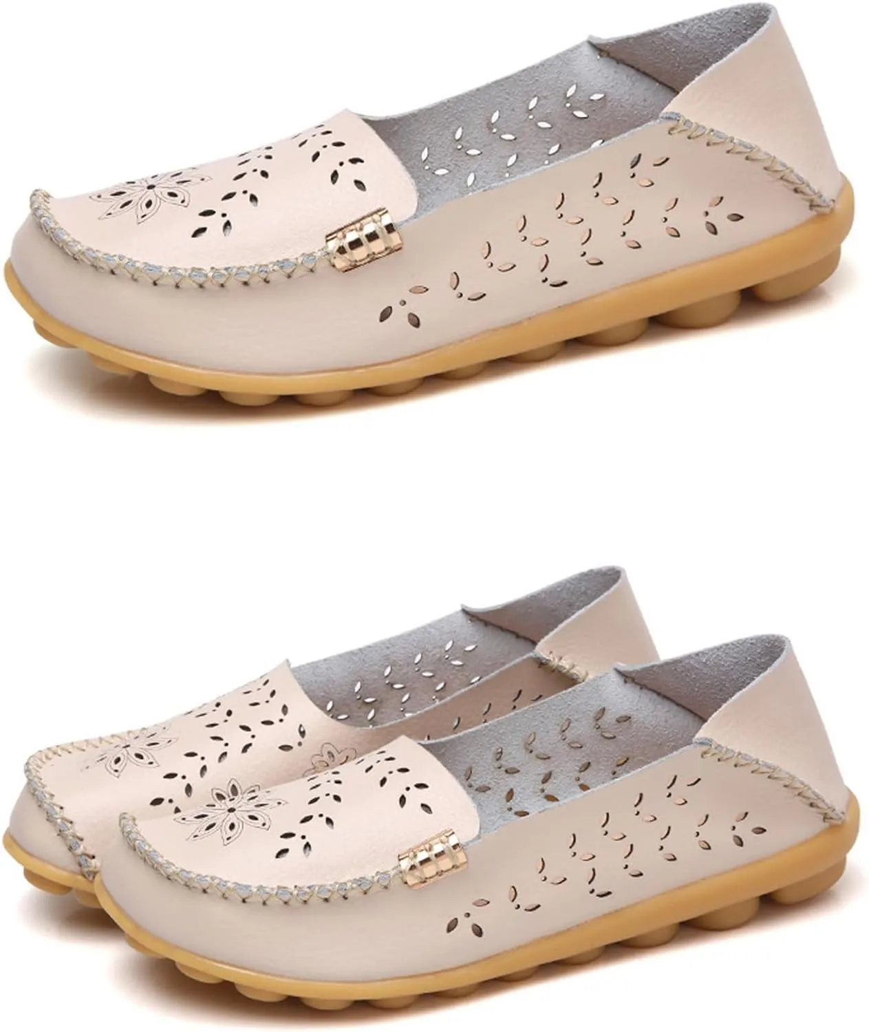 Womens Boat Shoes Comfort Walking Cute Flat Loafer Hollow Flowers Breathable Sandals, Summer Casual Closed Toe Flat Sandals Comfortable Slip On Boat Shoe All Day Comfort