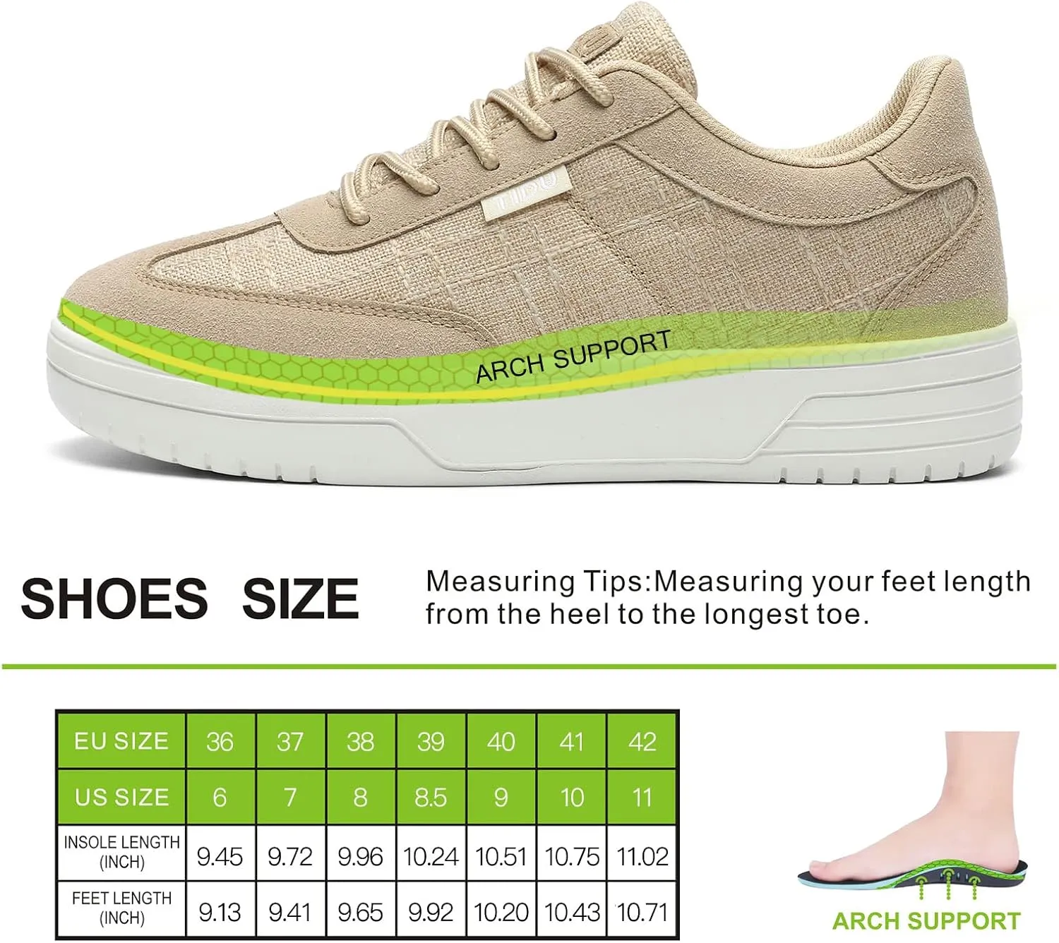 Women's Canvas Walking Shoes with Orthopedic Arch Support Comfortable Fashion Sneakers for Plantar Fasciitis Flat Feet Pain Relief