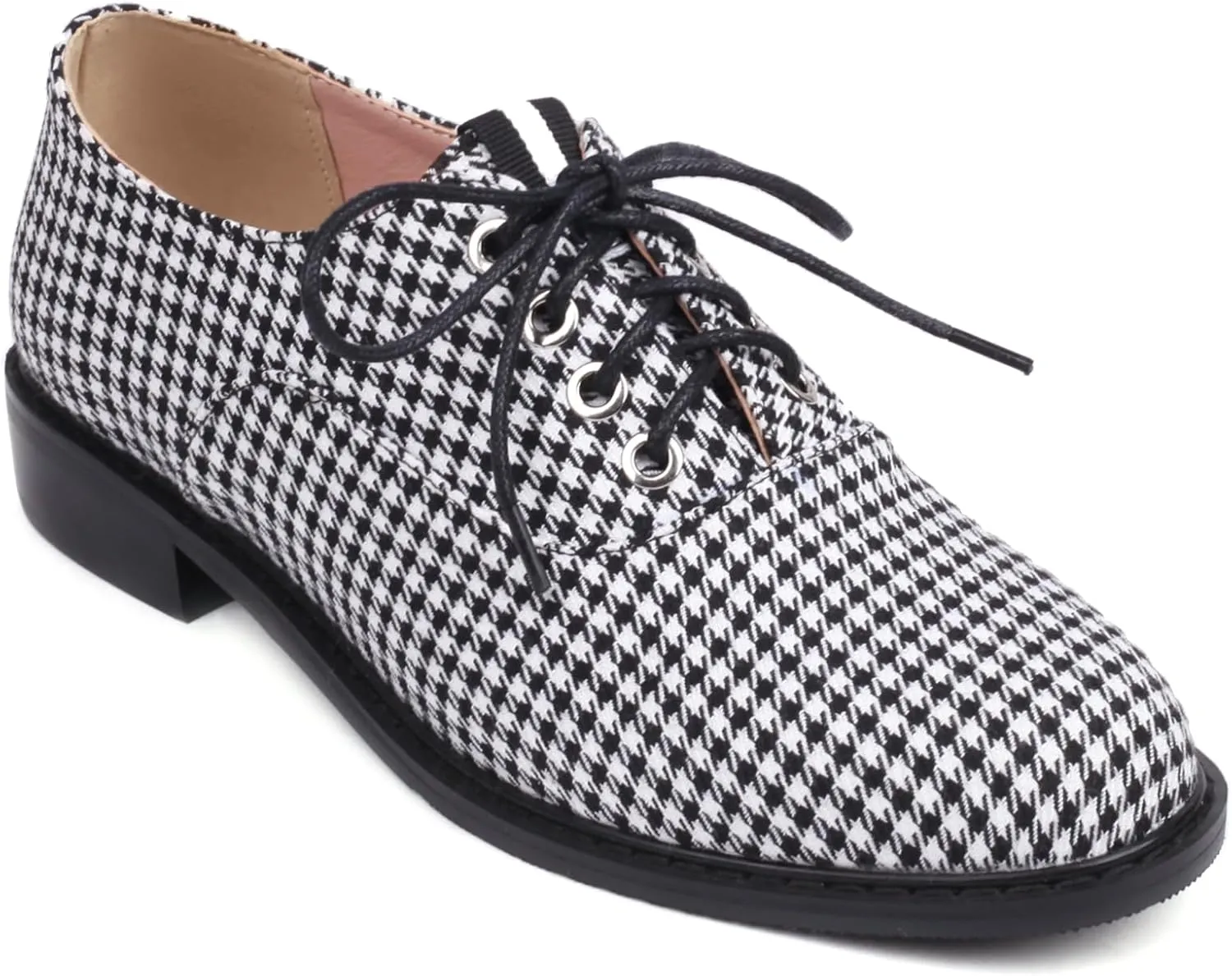 Women's Casual Dress Oxford Shoes, Vintage Brogue Saddle Oxfords, Wingtip Round Toe Lace up Shoes