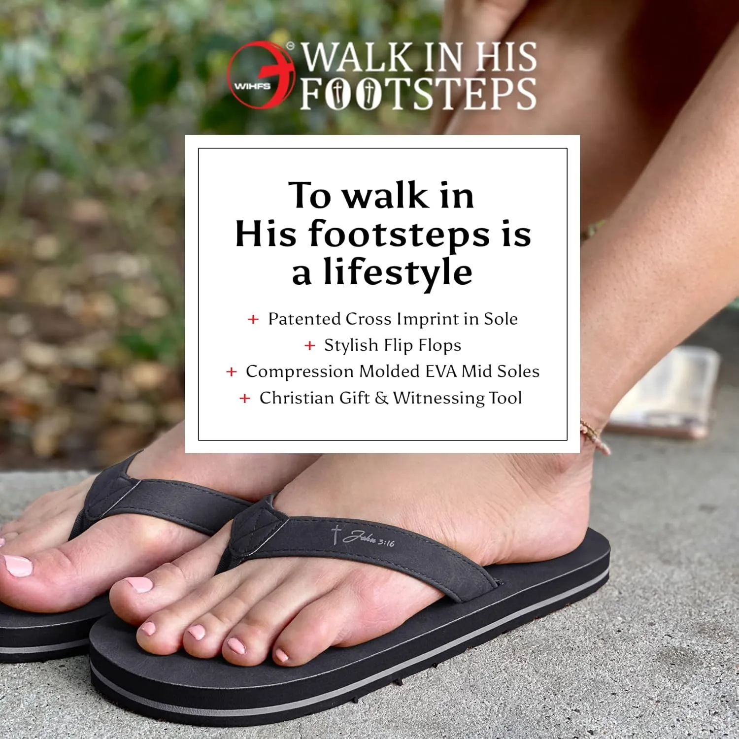 Women’s Christian Clothing and Footwear, Cross Bottom Women’s Sandals, Flip Flops for Women with John 3:16 Bible Verse, Unique Christian Apparel