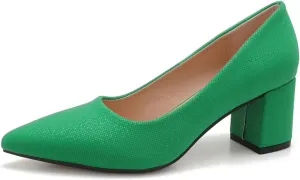 Women's Chunky Block Heel Glitter Pointed Toe Classic Work Dress Pumps Slip On Closed Toe Mid Heels for Women Office Wedding Party Daily Ladies Shoes 2.36 Inch