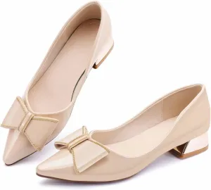 Women's Chunky Closed Toe Low Block Heels Work Pumps Comfortable Dress Wedding Shoes for Party Office