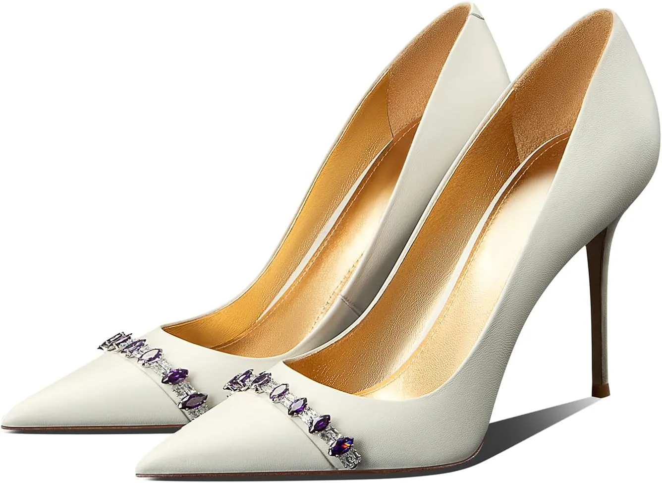 Womens Classic Pointed Toe Stiletto High Heel Pumps with Rhinestone Buckle,3.54In Party Wedding Dress Shoes