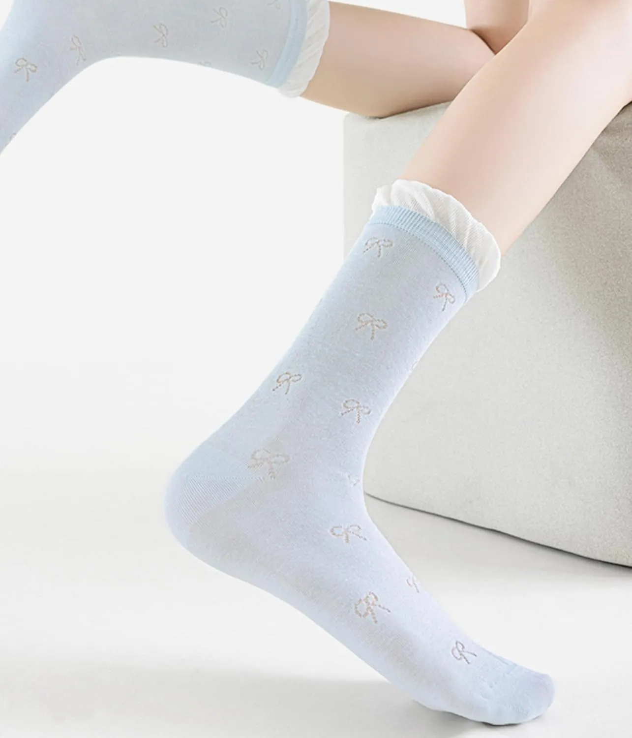 Women's Classic Polka Dot Slouch Calf Socks High Elastic Breathable Knitting Pilling Resistant