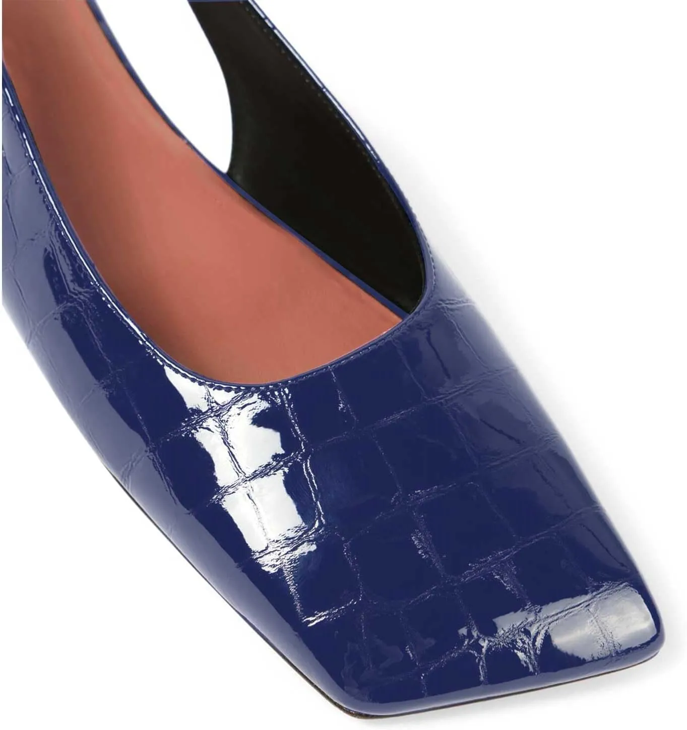 Women's Closed Square Toe Slingback Flat Shoes Crocodile Pattern Backless Low Heel Slip-On Elegant and Comfortable Wedding Party Work Formal Women Shoes