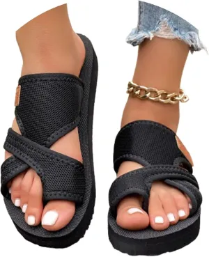 Women's Comfortable Breathable Mesh Flip Flops, Hollow Orthopedic Sandals for Women Arch Support