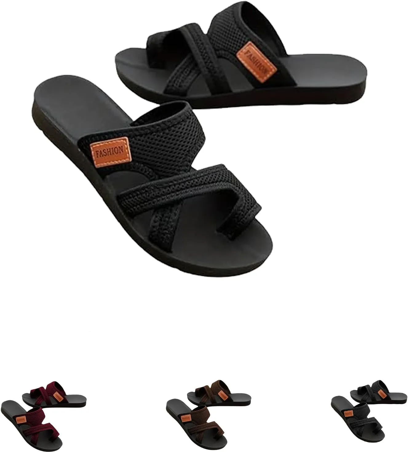 Women's Comfortable Breathable Mesh Flip Flops, Mesh Slide Sandals, Summer Hollow Loop Toe Flat Shoes