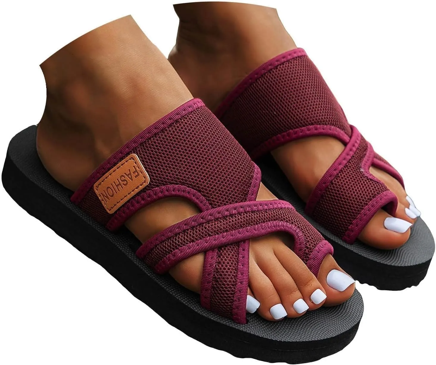 Women's Comfortable Breathable Mesh Flip Flops, Orthopedic Sandals with Arch Support, Summer Non-Slip Hollow Beach Slide