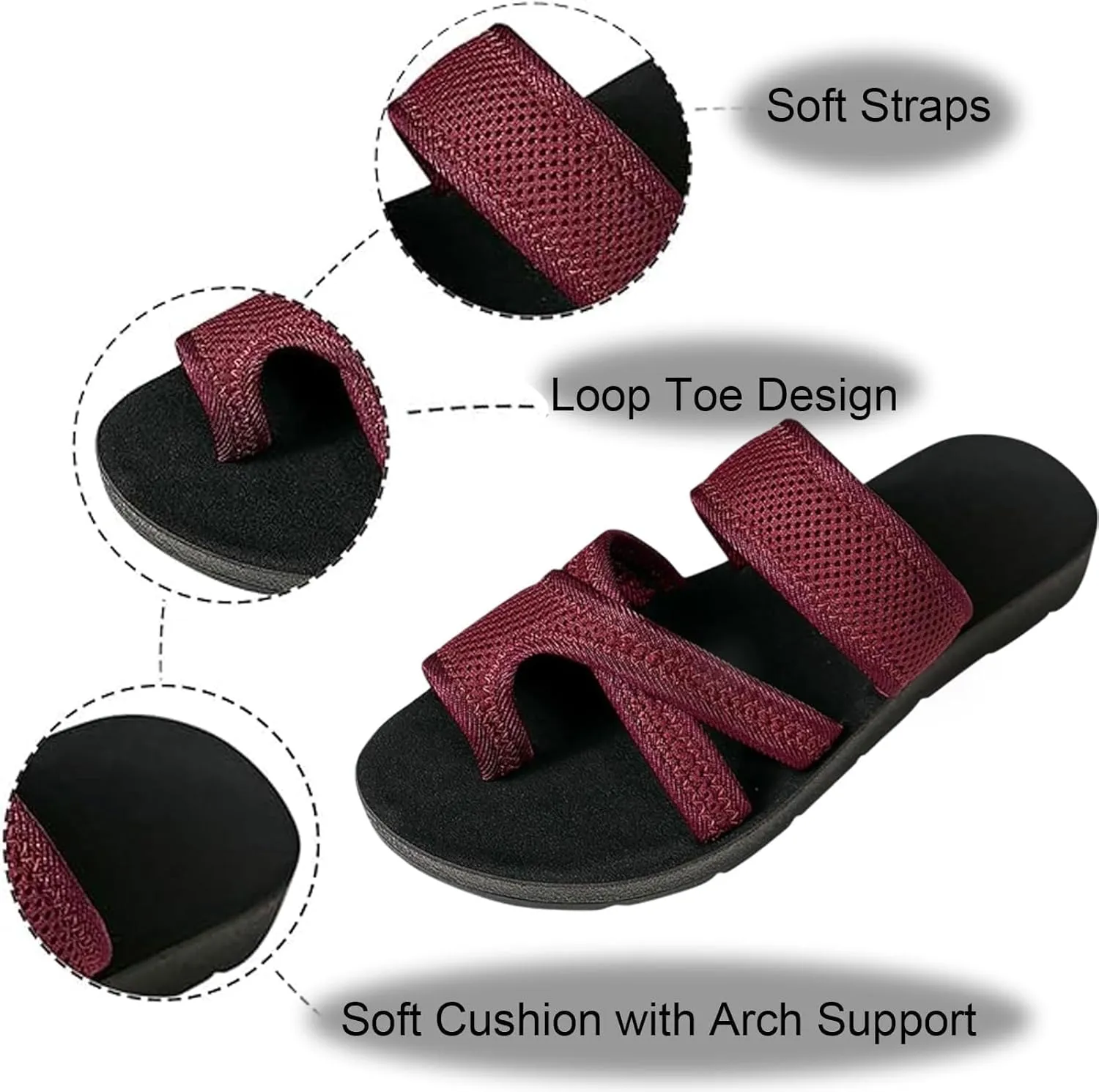 Women's Comfortable Breathable Mesh Flip Flops, Women's Hollow Mesh Slide Comfy Arch Support Orthopedic Sandals