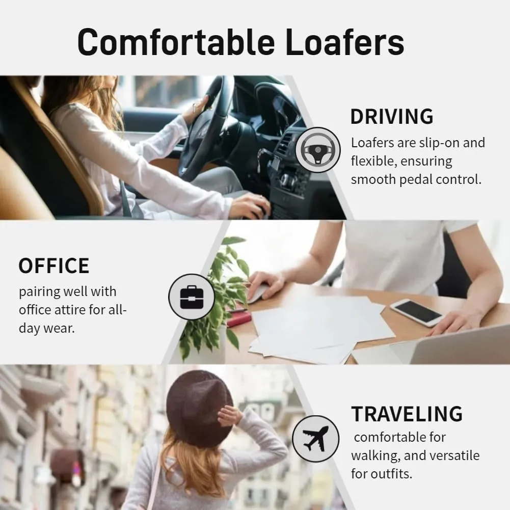 Women's Comfortable Leather Loafers,Slip on Soft Driving Shoes,Casual Flat Shoes