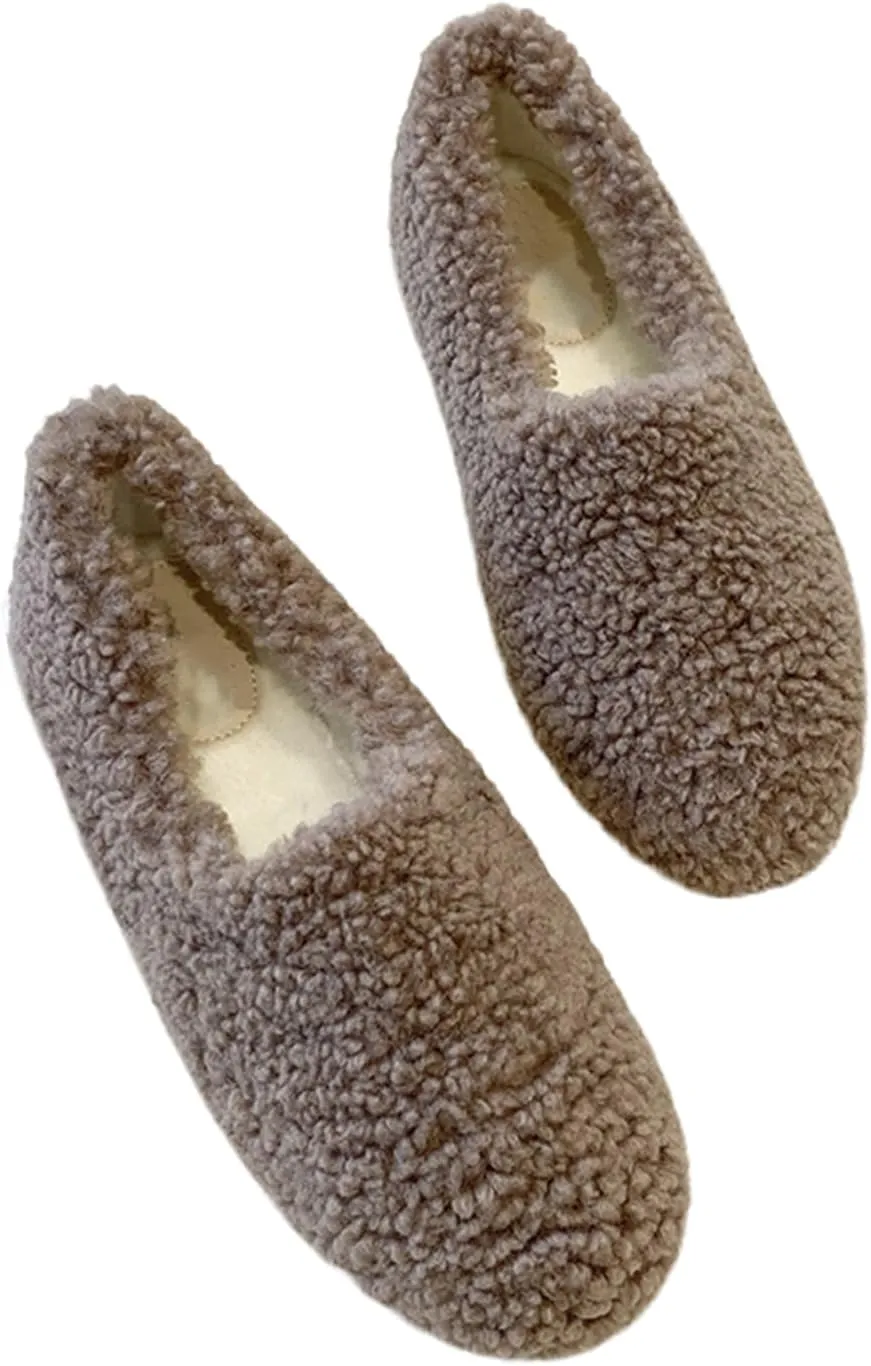 Women's Comfy Loafer Slippers for Women Indoor and OutdoorWomen’s Soft Curly Full Slippers Closed Toe Slides Fluffy