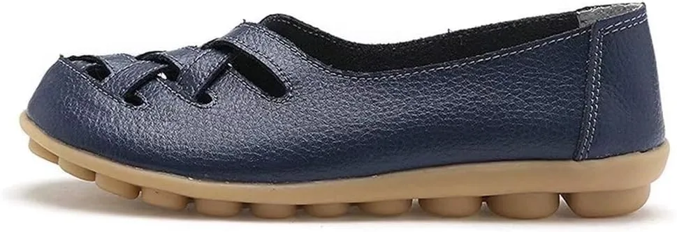 Women's Cowhide Leather Loafers Flats Sandals Slip-On