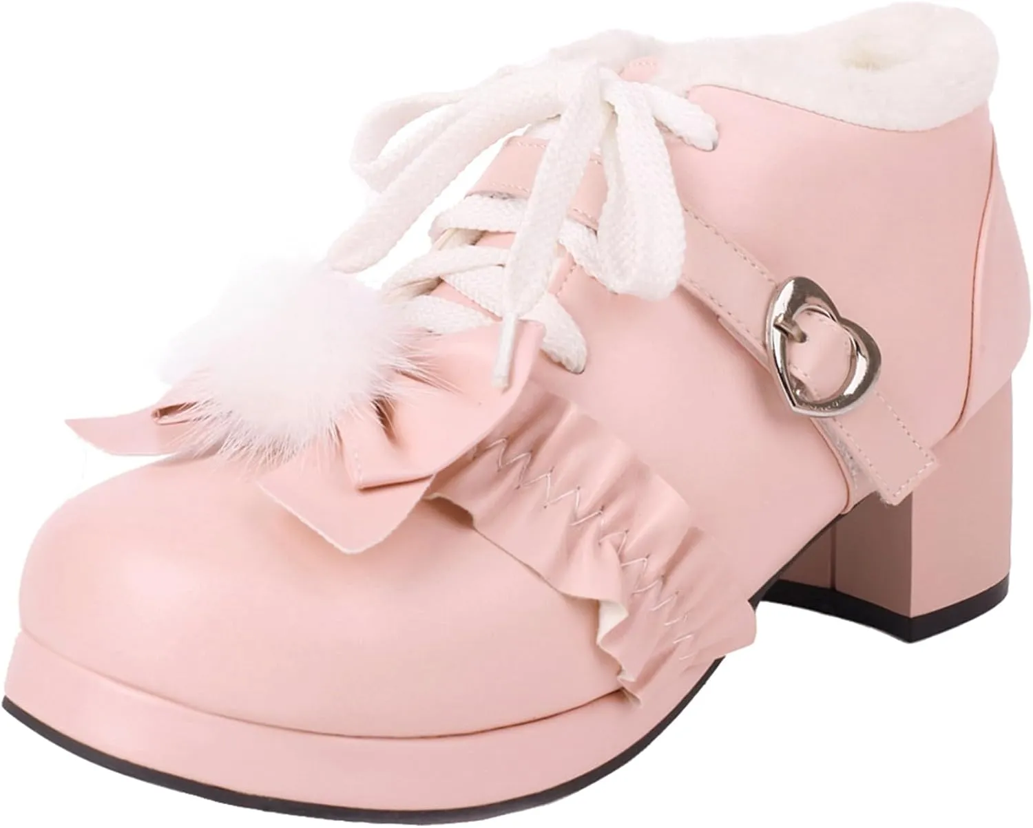 Women's Dress Shoes Elegant Block Heel and Platform Mary Jane Pumps with Bows