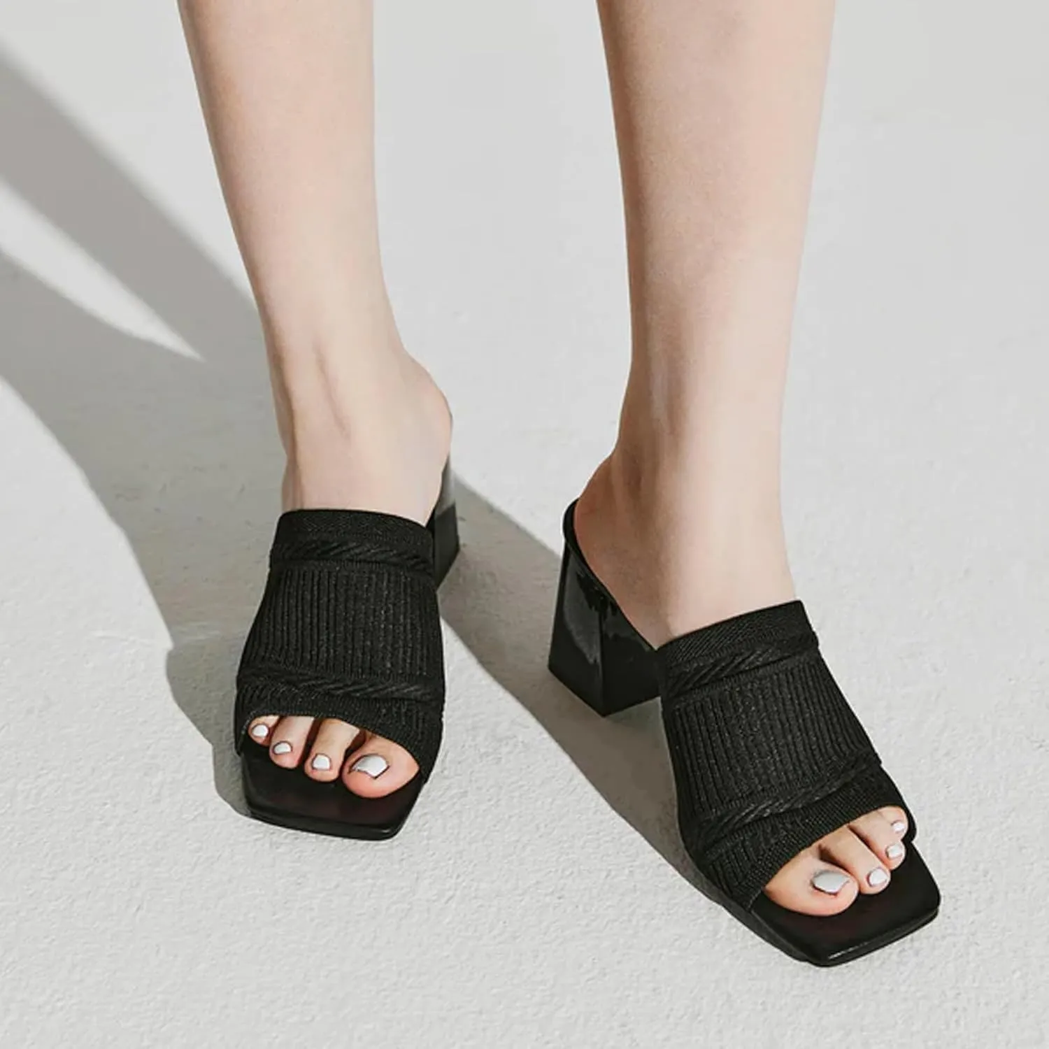 Women's Elegant Square Toe Chain Heeled Sandals Pump Shoes
