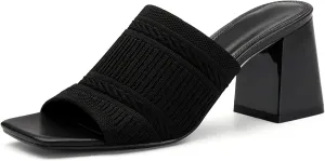 Women's Elegant Square Toe Chain Heeled Sandals Pump Shoes