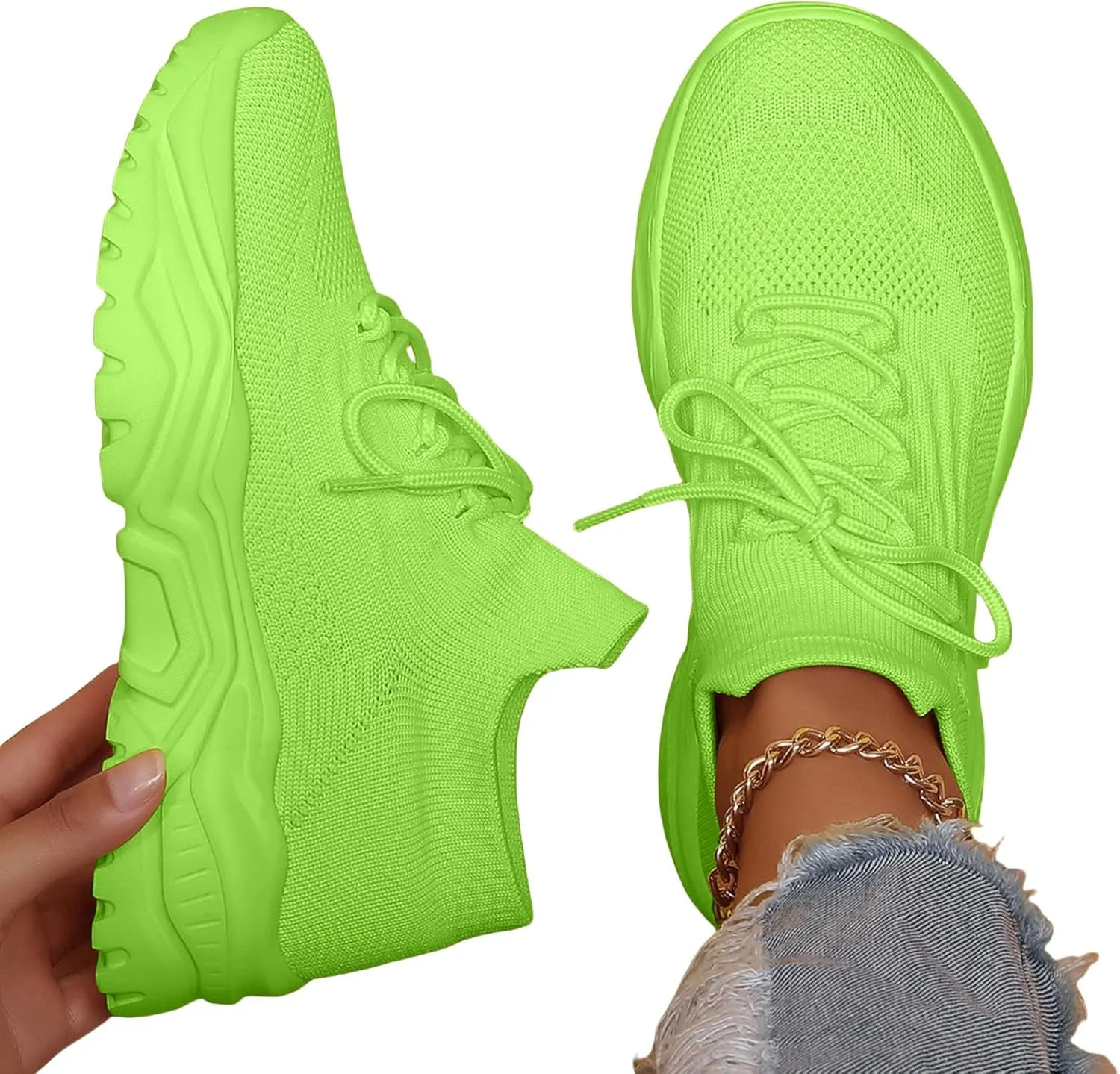 Women’s Fashion Athletic Sneakers Mesh Lightweight Platform Slip On Sports Casual Shoes Breathable Soft Sole Comfortable Work Gym Trainers Orthopedic Summer Arch Support Shoes