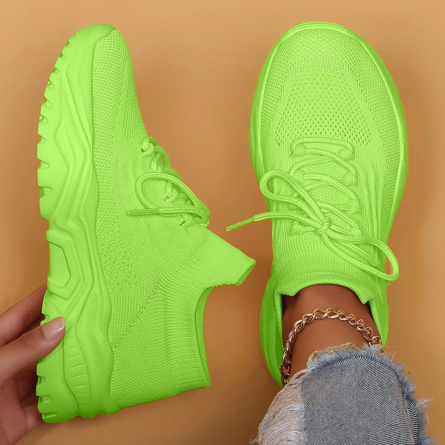 Women’s Fashion Athletic Sneakers Mesh Lightweight Platform Slip On Sports Casual Shoes Breathable Soft Sole Comfortable Work Gym Trainers Orthopedic Summer Arch Support Shoes