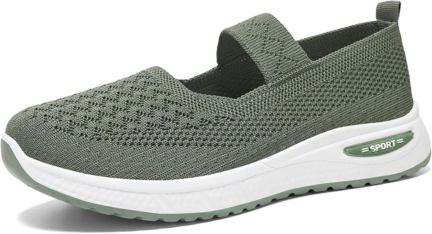 Women's Fashion Breathable Knit Elastic Mesh Flat Loafers Outdoor Comfortable Non-Slip Casual Walking Shoes
