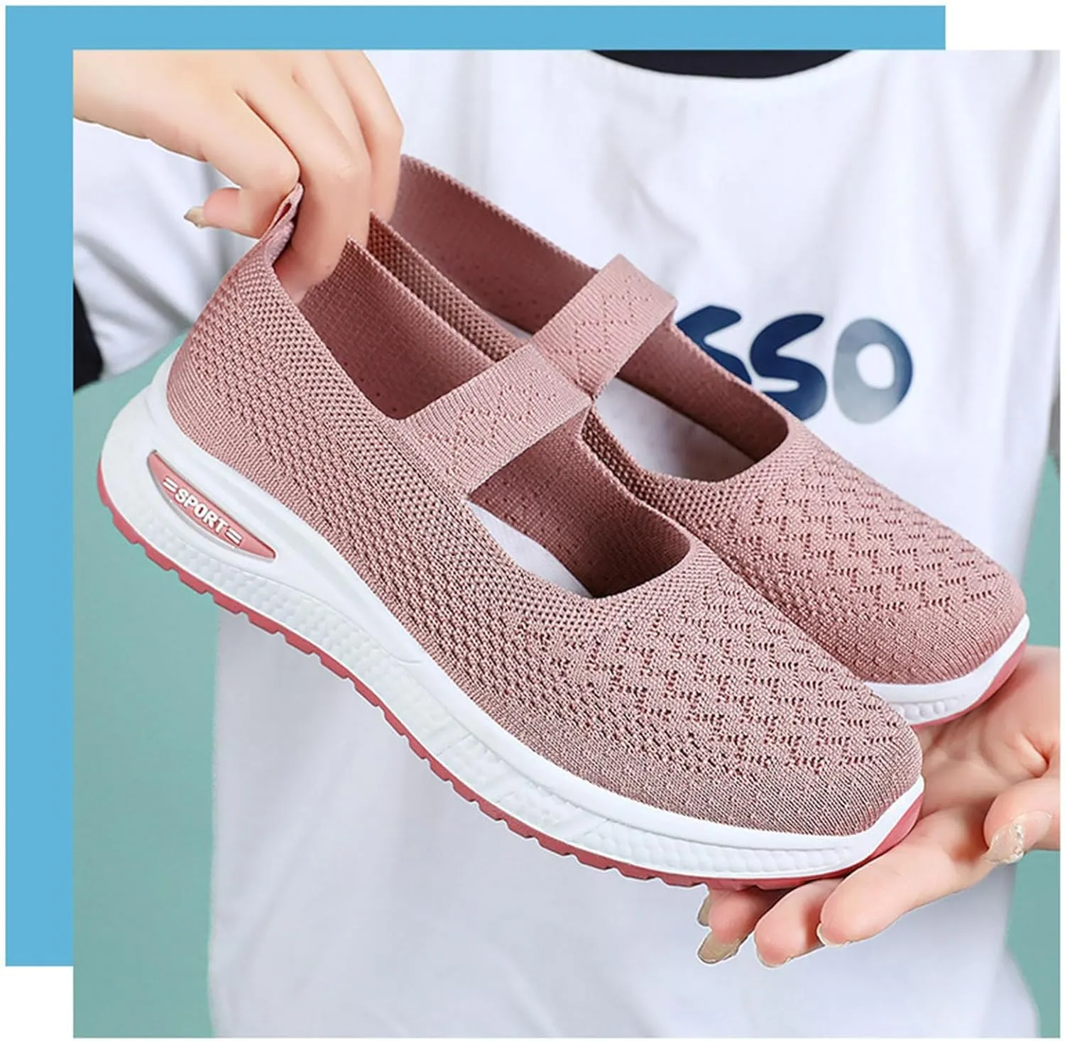 Women's Fashion Breathable Knit Elastic Mesh Flat Loafers Outdoor Comfortable Non-Slip Casual Walking Shoes