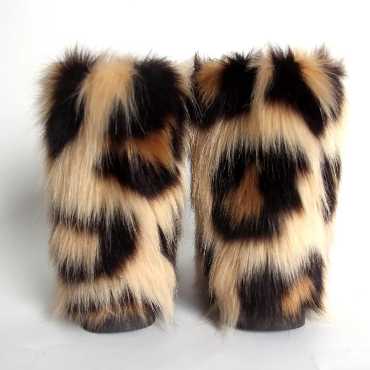 Women's Faux fur boots Furry Short Snow Boot Fluffy Mid-Calf Boots Warm Comfortable Outdoor Flat Shoes