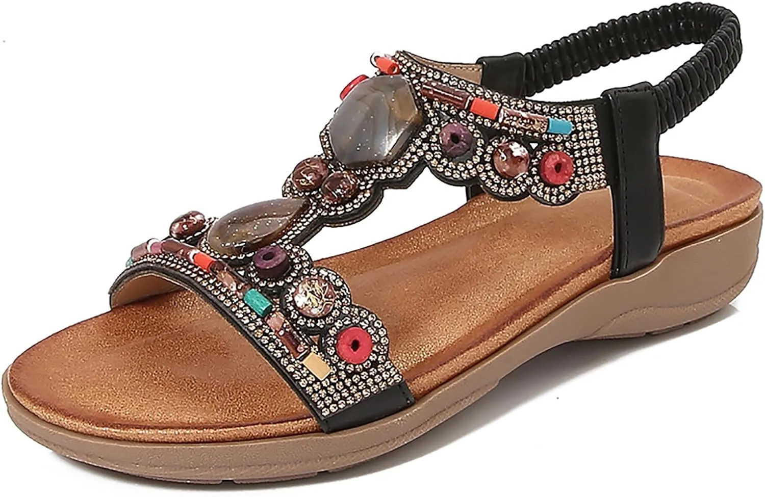 Womens Flat Sandals Comfortable Casual Dress Bohemian Bling Walking Sandals Summer Shoes