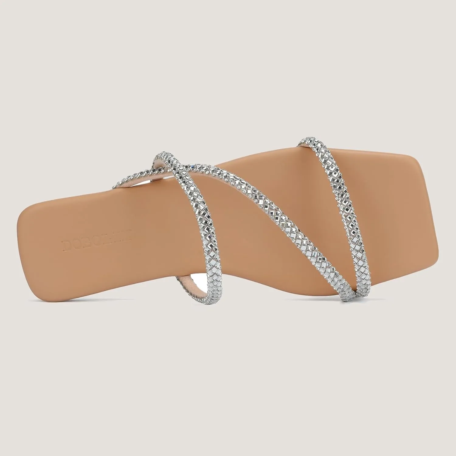 Women's Flat Sandals Strappy Square Open Toe Slide Sandals Dressy Comfortable Wide Feet Friendly