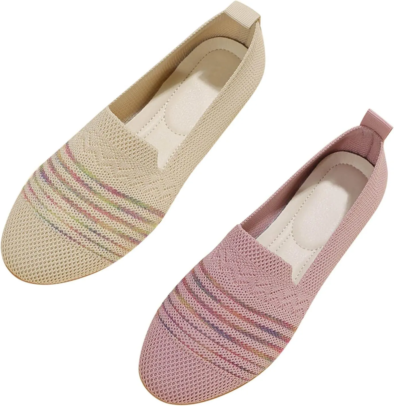 Women's Flats Shoes Ballet Flats Knitted Dress Shoes Knit Flat Shoes for Women Square Toe Flats for Women