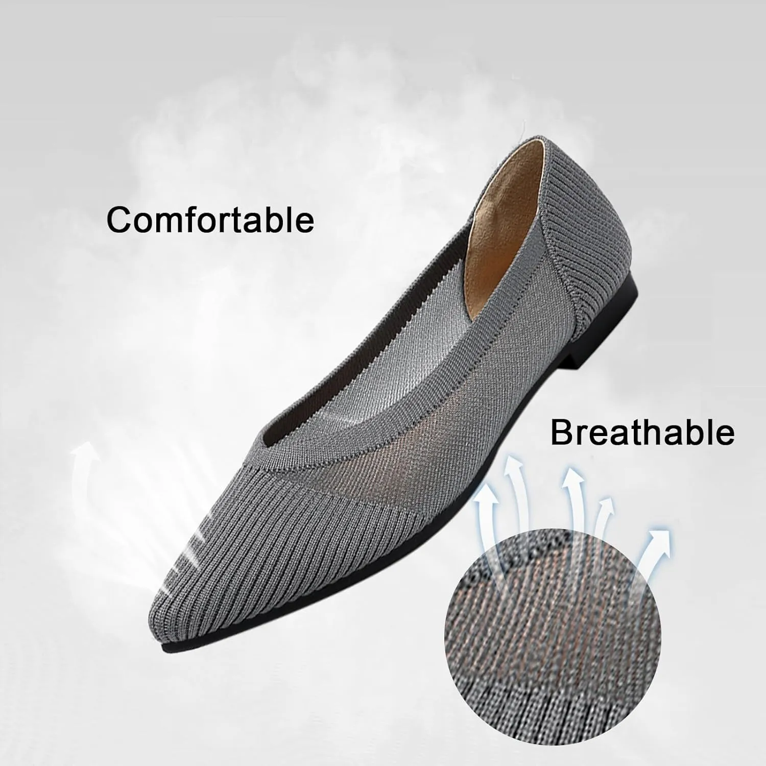 Women's Flats Shoes Pointed Toe Knit Ballet Comfortable Dressy Mesh Flat