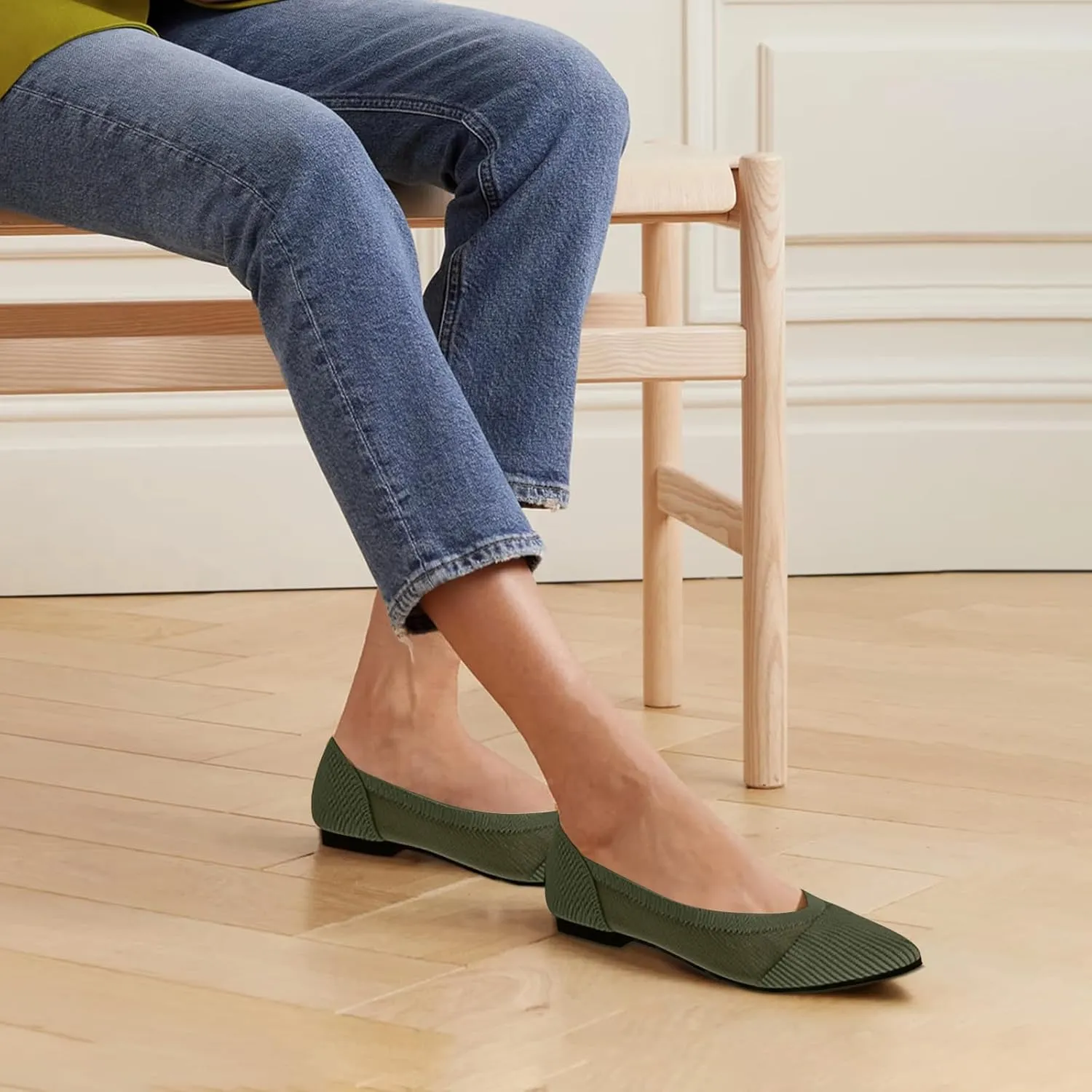 Women's Flats Shoes Pointed Toe Knit Ballet Comfortable Dressy Mesh Flat