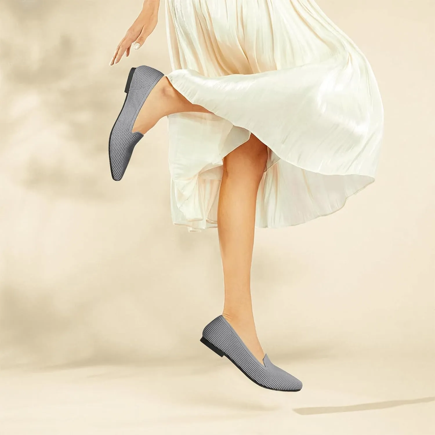 Women's Flats Shoes Pointed Toe Knit Washable Ballet Comfortable Dressy Work Flat
