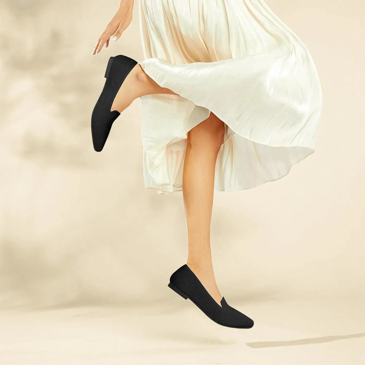 Women's Flats Shoes Pointed Toe Knit Washable Ballet Comfortable Dressy Work Flat