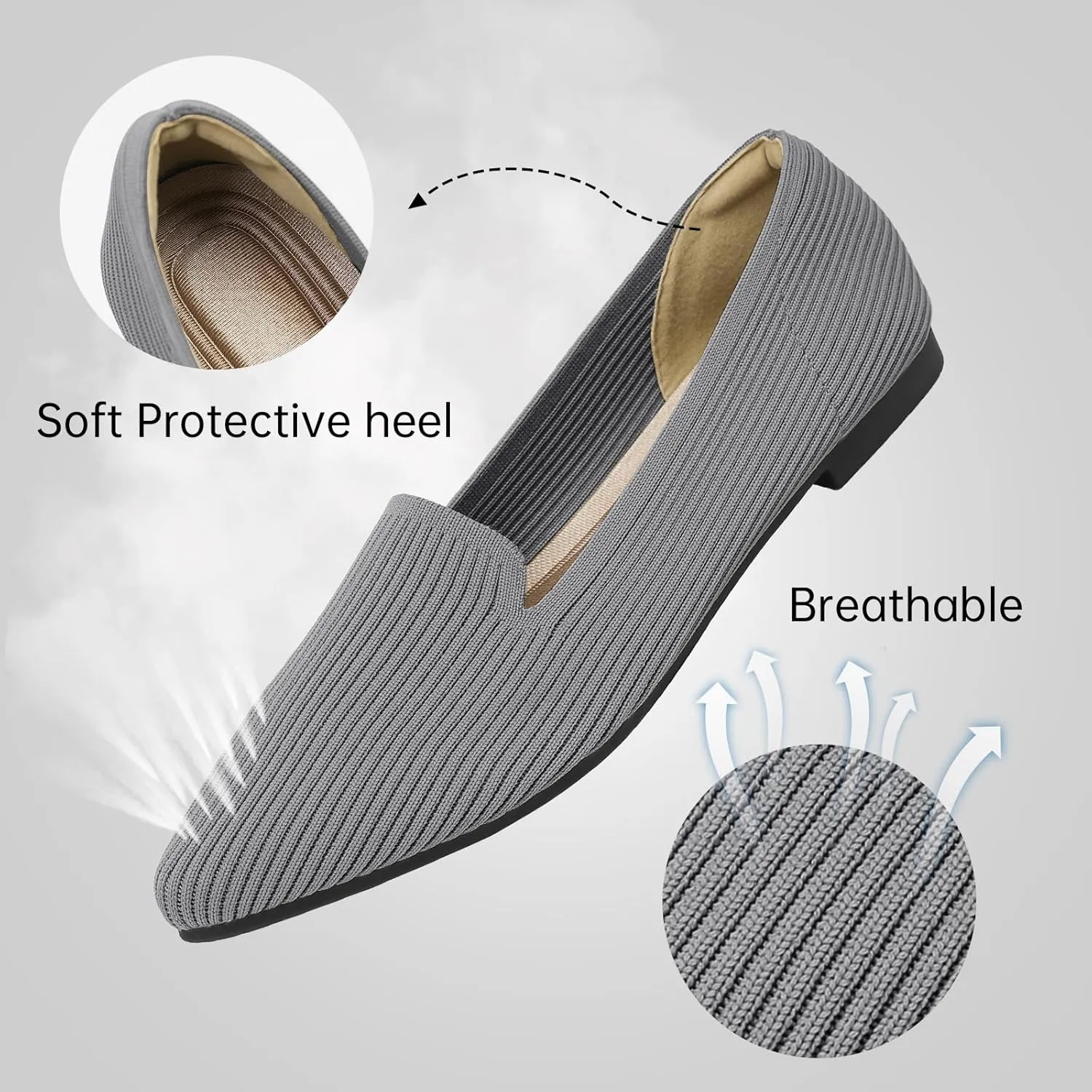 Women's Flats Shoes Pointed Toe Knit Washable Ballet Comfortable Dressy Work Flat