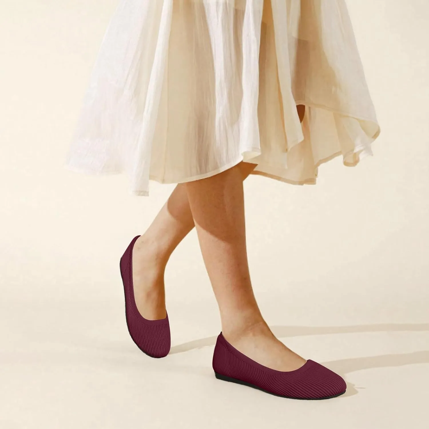 Women's Flats Shoes Round Toe Ballet Knit Comfortable Dressy Flat