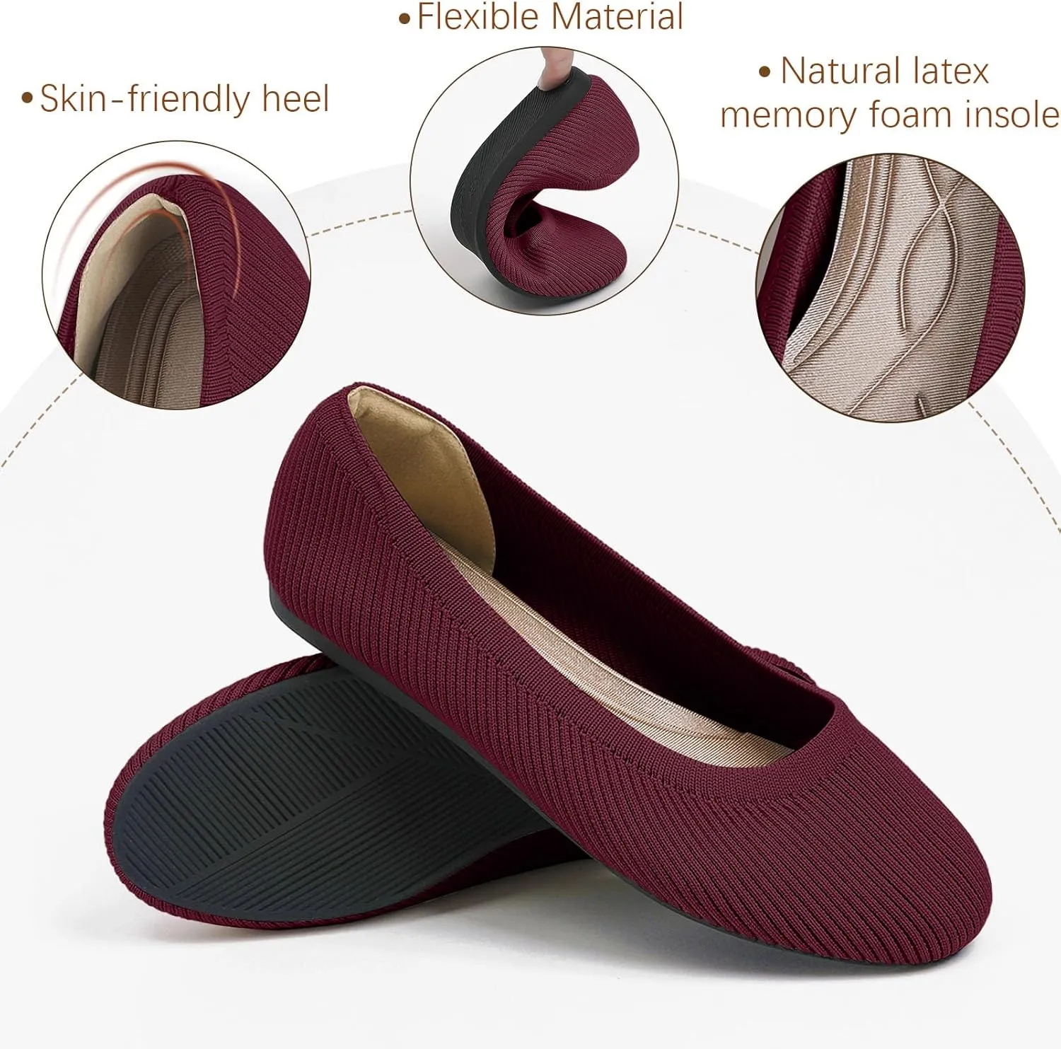Women's Flats Shoes Round Toe Ballet Knit Comfortable Dressy Flat